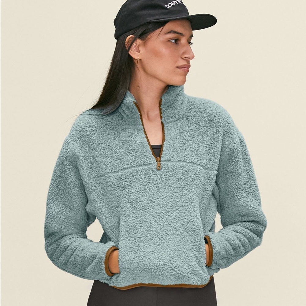 Girlfriend Collective Half-Zip Fleece in Ice